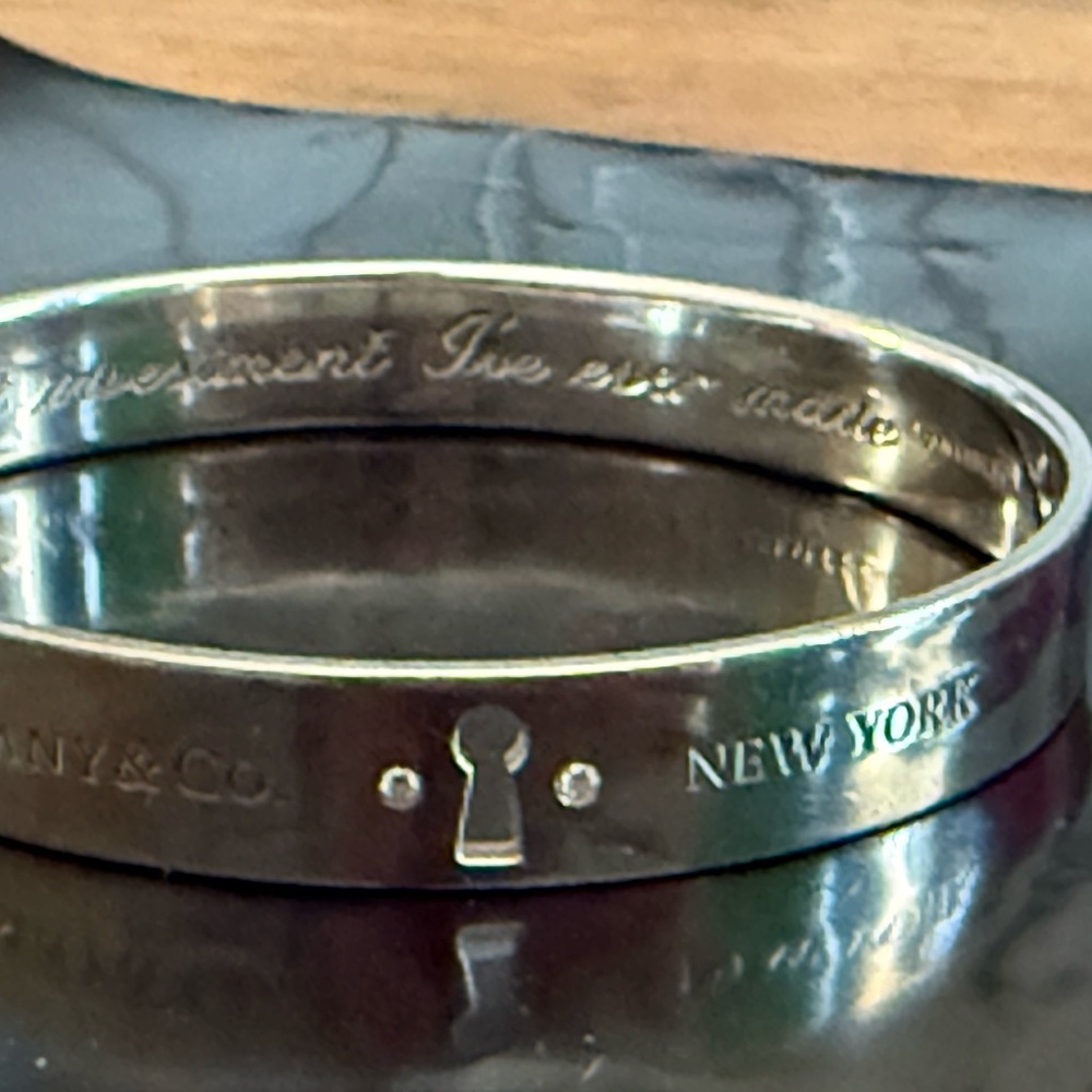 Tiffany & Co. Sterling Silver Engraved Bangle - Picture 4 of 5